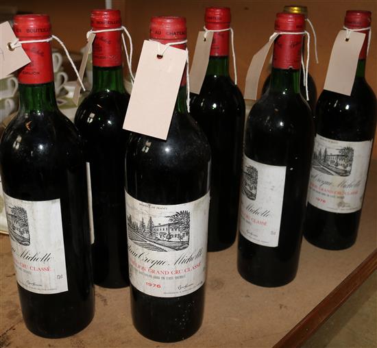 One bottle of Château Pichon-Longueville, Lalande 1971 and six bottles of Château Croque-Michotte 1976,